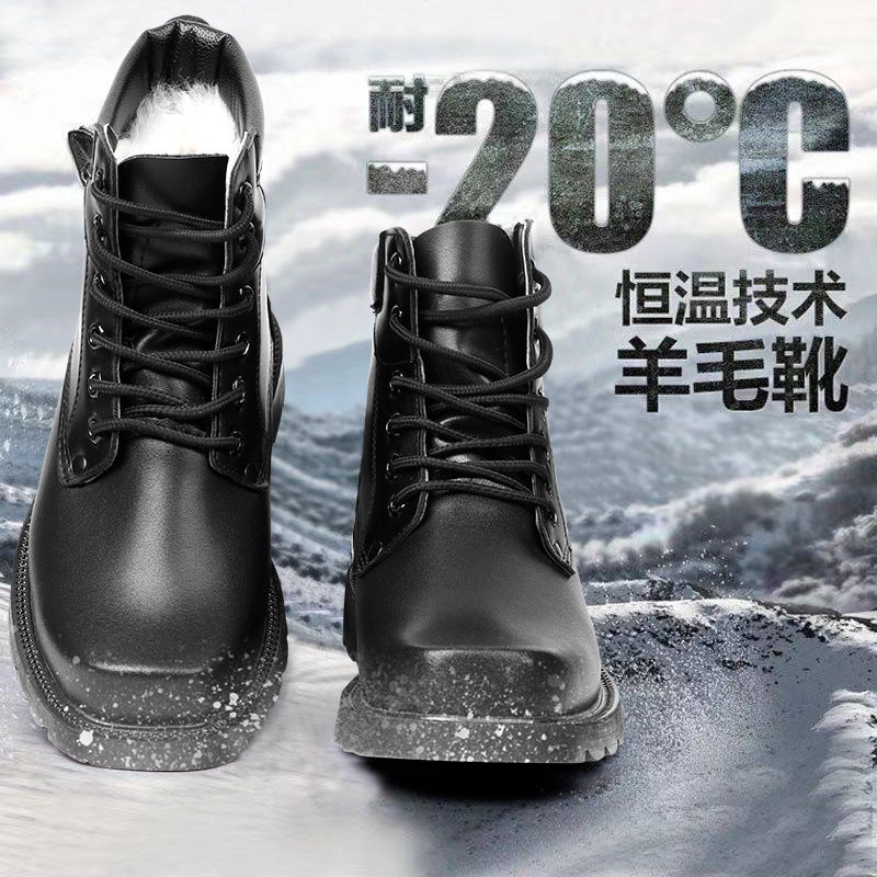 Russian Imported Snow Boots Thickeneded Wool Warm Cotton Shoes Winter Outdoor Boots Genuine Leather Cold-Proof Boots Anti-Slip - Image 5