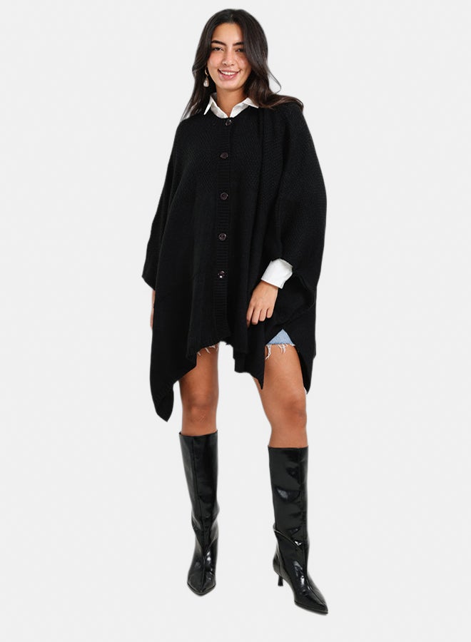 Carina Asymmetrical Buttoned Poncho - Image 1