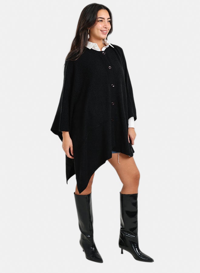 Carina Asymmetrical Buttoned Poncho - Image 3