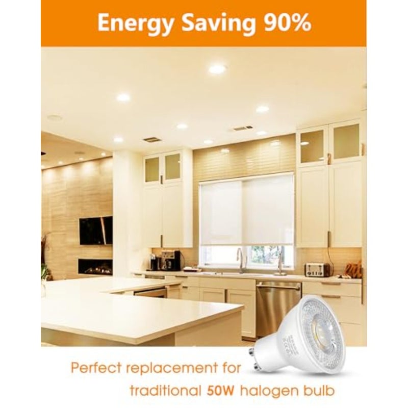 مصابيح LED بيضاء دافئة GU10، مصباح سبوت LED مصباح أبيض دافئ 5 وات 3000 كلفن 500 لومن مصباح هالوجين مستبدل 50 وات، منتج زاوية شعاع 36 درجة، LED غير خافت، 6 قطع - Image 3