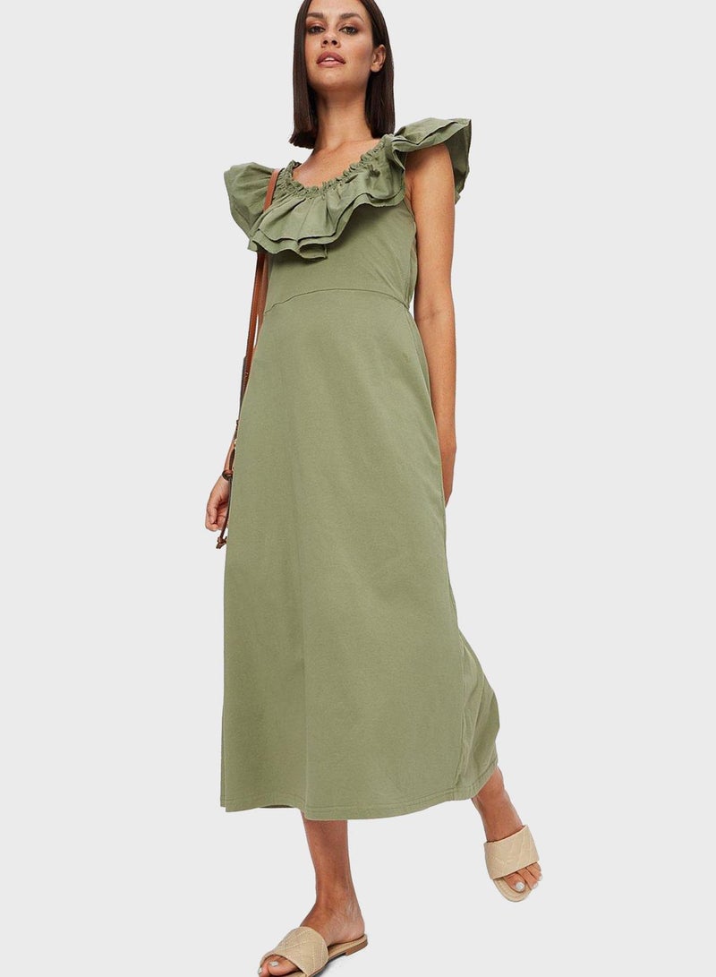 DOROTHY PERKINS Ruffled Shoulder Midi Dress  - Image 1
