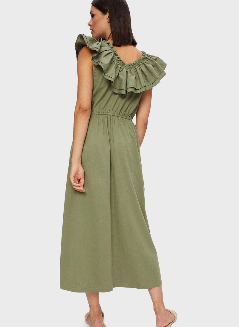 DOROTHY PERKINS Ruffled Shoulder Midi Dress  - Image 2