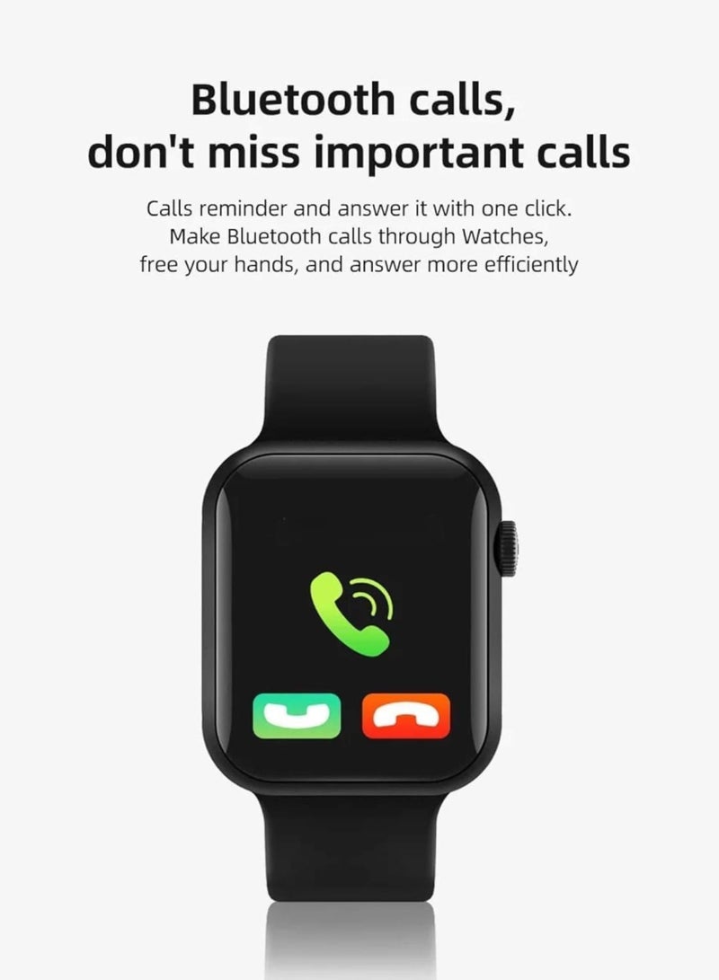 modio Modio Smart watch MC66 2 inch with 45mm Screen Full Display, Bluetooth calling function (answer/make calls), fitness tracking watch with sleep monitoring function, suitable for iPhone/Android, Long Battery life | Black - Image 2