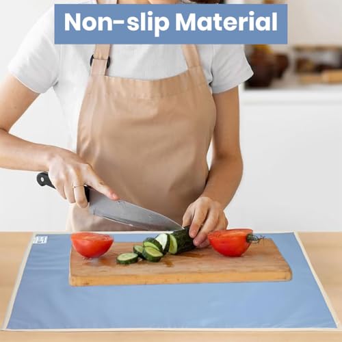 ROMA PUF Plastic Oil and Waterproof Reversible Food Mat with Laminated 4 Layer Protection, Mattress Protector, Food Protector, Bedsheet Protector, 36X26 in (Dotted Blue & Cream) - Image 5