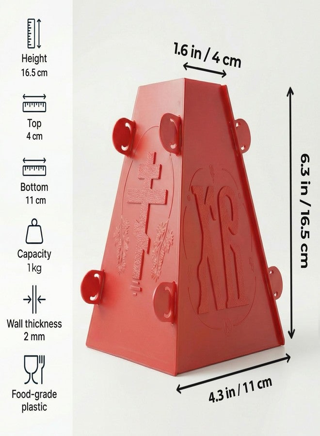 BIOL 1KG Russian Orthodox Easter Paska Pascha Paskha Xb Cheese Tvorog Mold | Kulich Pasha Mold for Making Easter Pie in Orthodox Easter Day (red) - Image 2
