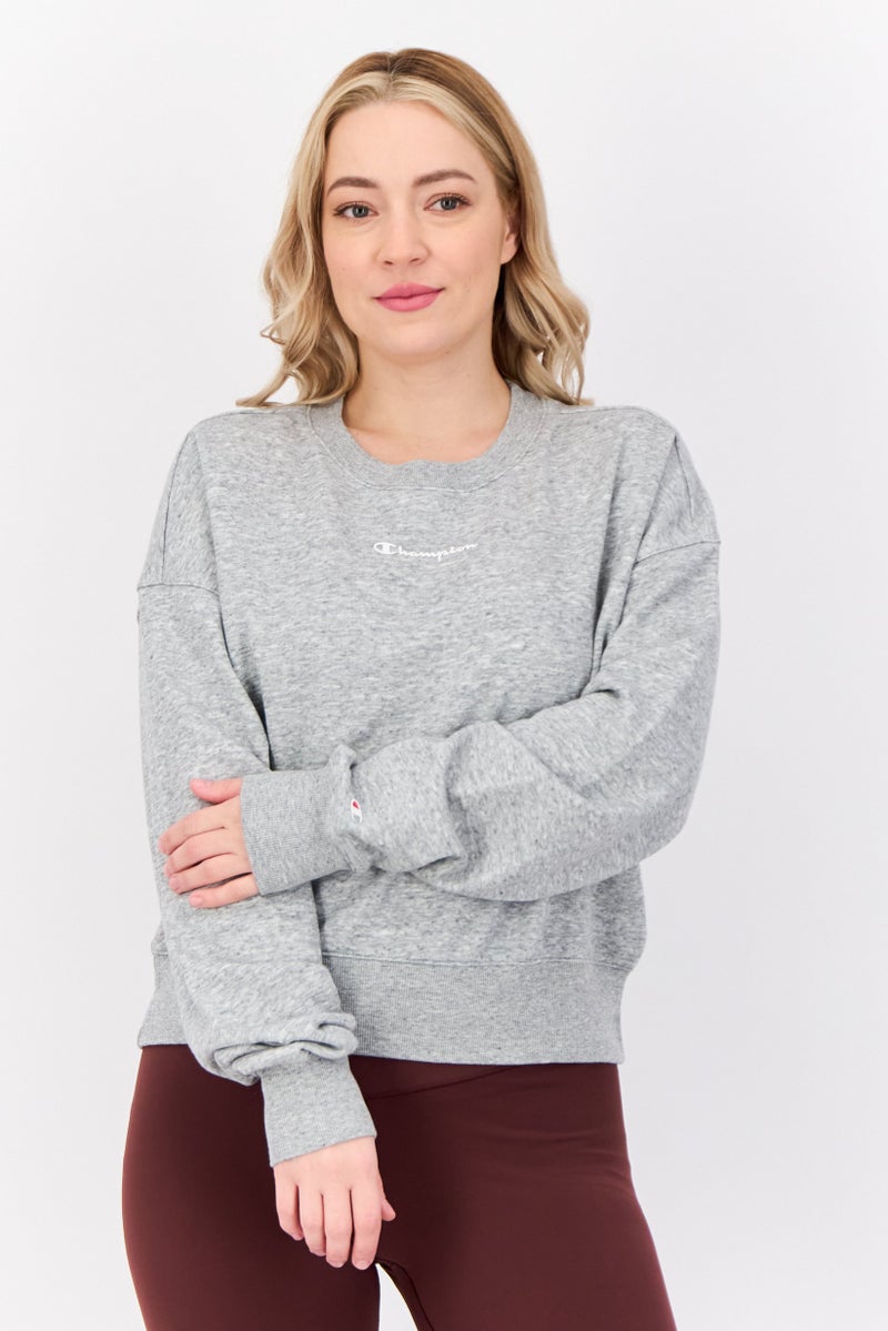 Champion سويت شيرت خارجي طويل الأكمام مريح للنساء، رمادي - Image 1