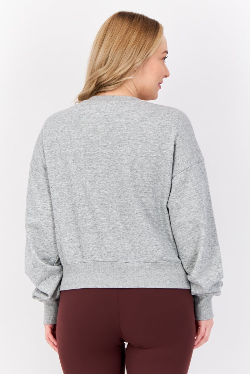 Champion سويت شيرت خارجي طويل الأكمام مريح للنساء، رمادي - Image 3