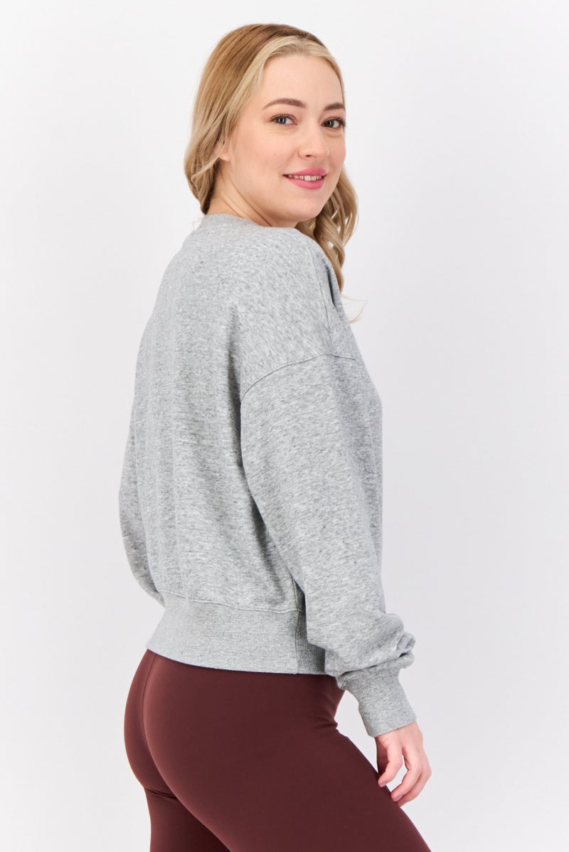 Champion سويت شيرت خارجي طويل الأكمام مريح للنساء، رمادي - Image 4