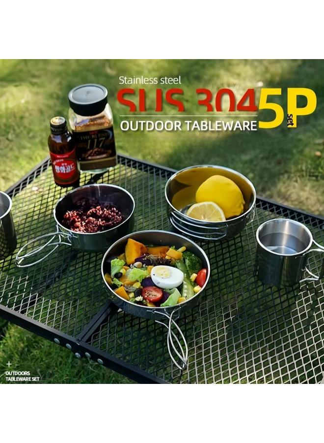 Bluejw 304 Stainless Steel Camping Mess Kit, 8 Pcs Camping Utensils Set, Camping Cutlery Set for 1-2 Persons, Ideal Travel Cutlery Set for Picnics, Camping,Backpacking & Hiking. - Image 3