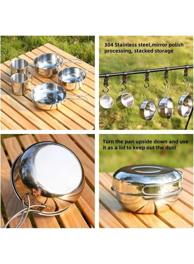 Bluejw 304 Stainless Steel Camping Mess Kit, 8 Pcs Camping Utensils Set, Camping Cutlery Set for 1-2 Persons, Ideal Travel Cutlery Set for Picnics, Camping,Backpacking & Hiking. - Image 4