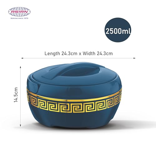 Asian Plastowares Orchid Gold Casserole 2500ml | Premium Insulated ISI-Certified Hotpot | Elegant Dinner Set | Stylish Kitchenware Gift Combo Box | Royal Dark Blue - Image 3