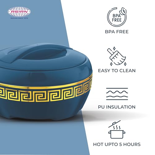 Asian Plastowares Orchid Gold Casserole 2500ml | Premium Insulated ISI-Certified Hotpot | Elegant Dinner Set | Stylish Kitchenware Gift Combo Box | Royal Dark Blue - Image 4
