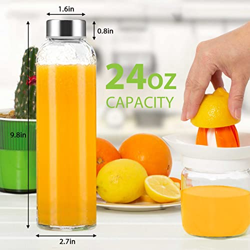 Luxfuel 24 oz Clear Glass Juice Bottles with Lids, Reusable Refillable Water Bottles for Juicing,Refrigerator,100% Leak Proof, BPA Free, Juice Water Bottle Set of 10 - Image 5