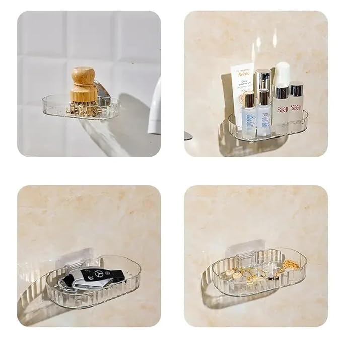 Woffely® 1 Pc's Soap Holder for Bathroom/soap case/self-Adhesive soap Holder/soap Stand for Bathroom/Self Draining Transparent Acrylic Soap Dish Holder Drill Free (Pack of 1) - Image 5