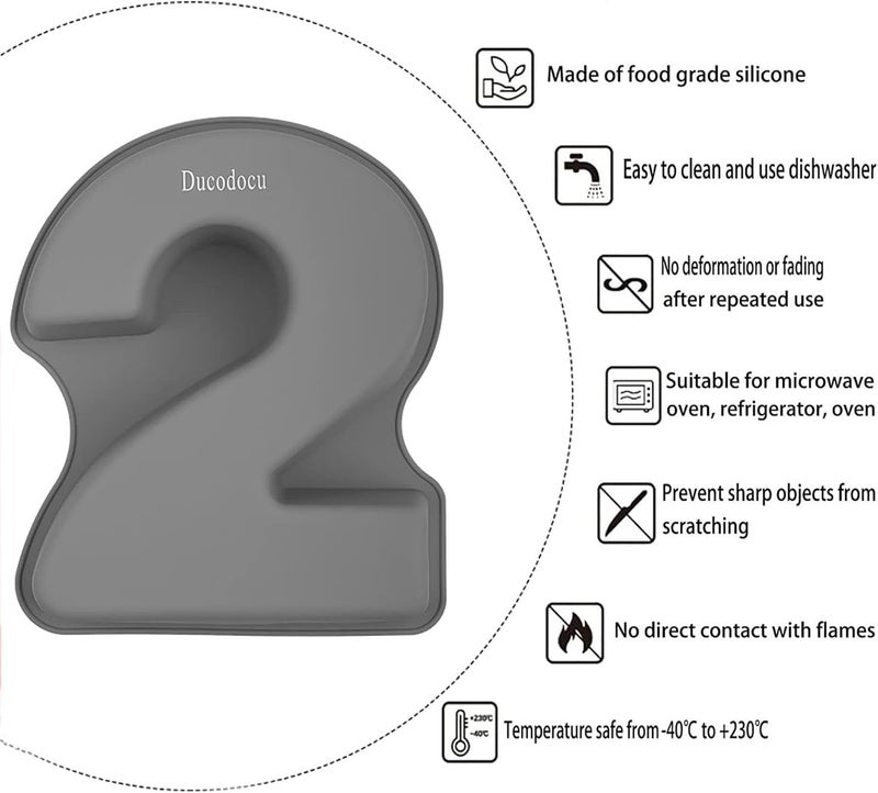 Ducodocu Silicone Number Cake Pan Large 3D Number Cake Mold Baking Forms Novel Cake Tins DIY Baking Mold for 2/20th Birthday Wedding Anniversary 10 inch Number of 1&2, 2 Pack - Image 5