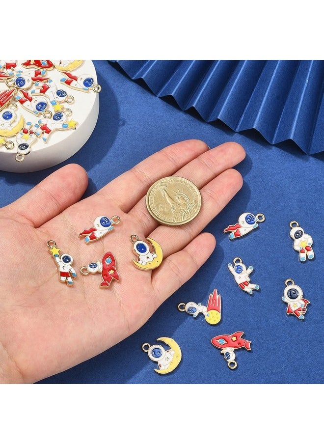 DanLingJewelry - 50Pcs 10 Styles Space Theme Charms Enamel Spaceman Charms Astronaut Charms For Jewelry Making Crafts - Image 1