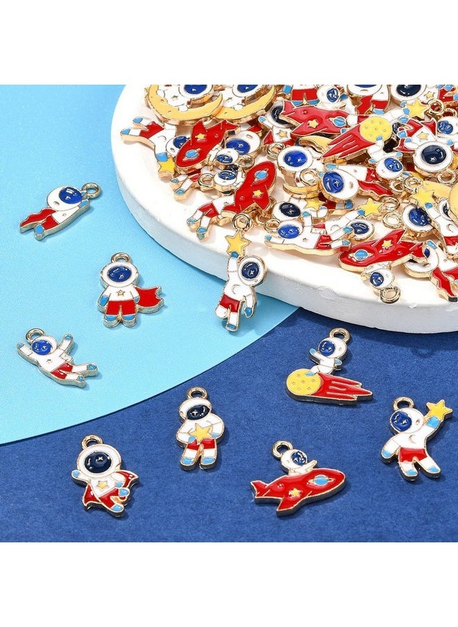 DanLingJewelry - 50Pcs 10 Styles Space Theme Charms Enamel Spaceman Charms Astronaut Charms For Jewelry Making Crafts - Image 1