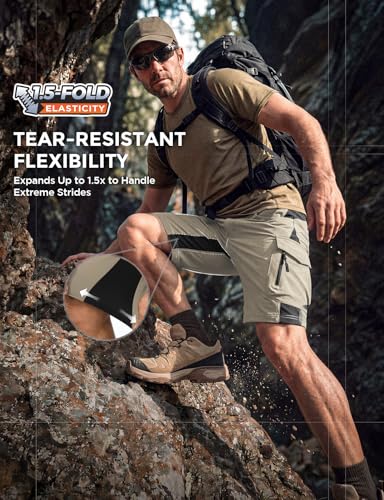 XKTTAC Men's Outdoor Quick Dry Lightweight Cargo Shorts for Hiking, Casual, Camping, Tactical, Fishing, Golf, Travel with 6 Pockets (Fossil, X-Large) - Image 5