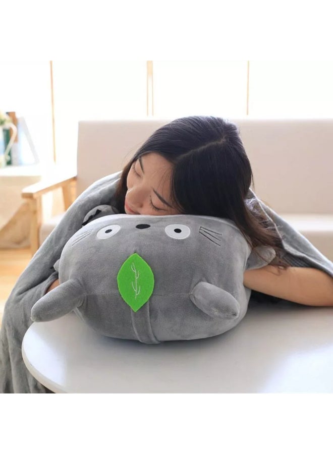 MiniMe 2-in-1 Totoro Plush Animal Pillow & Travel Blanket | 12–60 Months | Grey & White | Plush & Fleece | Includes Totoro Pillow & Cozy Blanket | Portable & Easy To Clean | Ideal For Travel & Home - Image 5