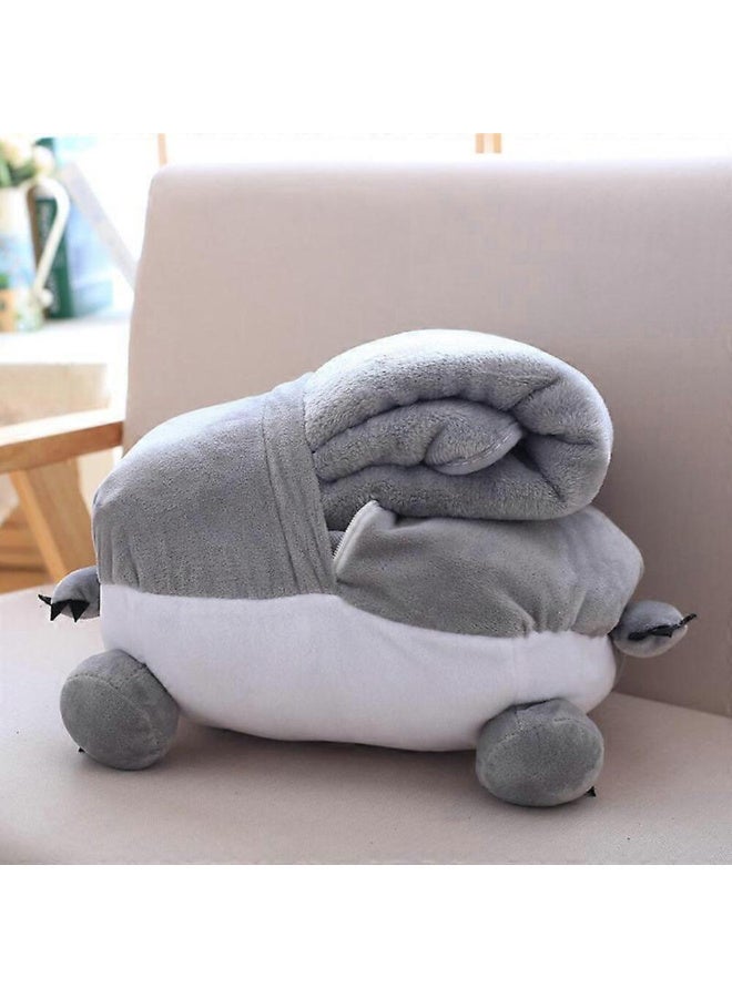 MiniMe 2-in-1 Totoro Plush Animal Pillow & Travel Blanket | 12–60 Months | Grey & White | Plush & Fleece | Includes Totoro Pillow & Cozy Blanket | Portable & Easy To Clean | Ideal For Travel & Home - Image 4