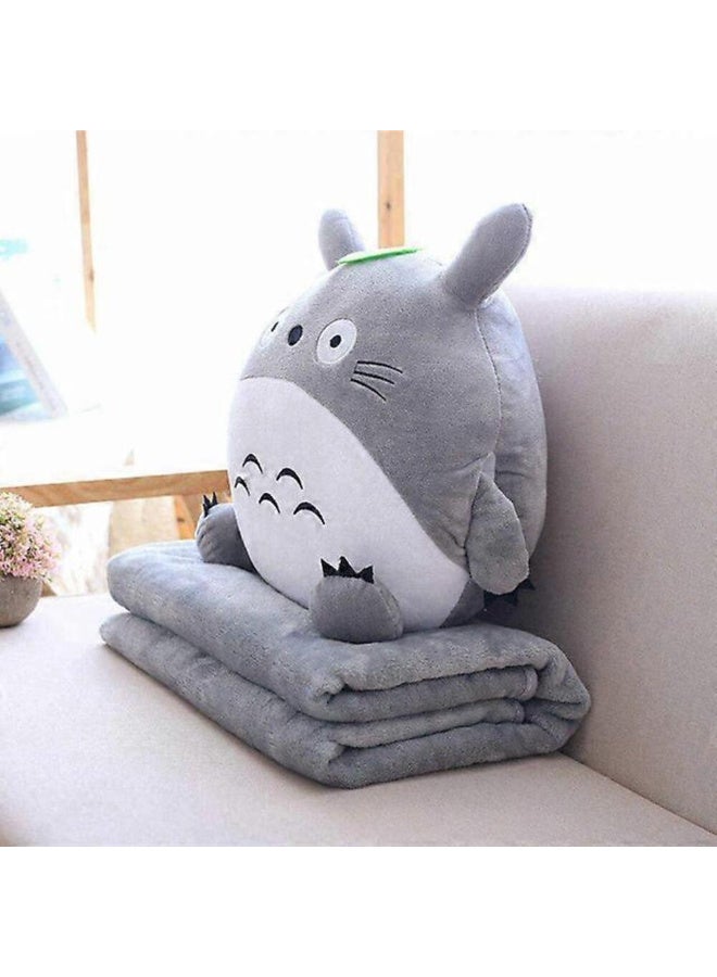 MiniMe 2-in-1 Totoro Plush Animal Pillow & Travel Blanket | 12–60 Months | Grey & White | Plush & Fleece | Includes Totoro Pillow & Cozy Blanket | Portable & Easy To Clean | Ideal For Travel & Home - Image 3