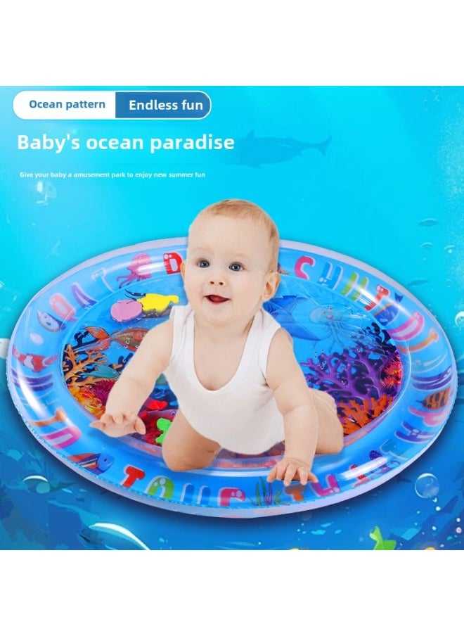 Baby Inflatable Pat Water Mat Marine Life Swimming Ring Climbing Mat Cushion Children Pat Water Mat Wholesale-Color:Small Round Second Version  - Image 2