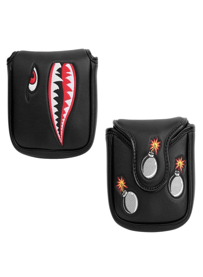 SHABIER Black Golf Putter Cover with Tiger Shark Design Golf Large Mallet Headcover - Image 1