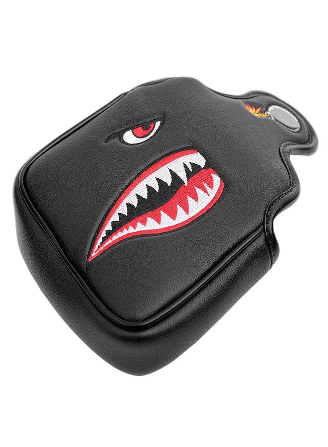 SHABIER Black Golf Putter Cover with Tiger Shark Design Golf Large Mallet Headcover - Image 4
