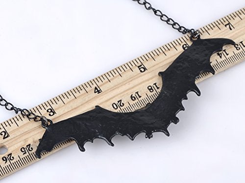 Alilang Frightening Halloween Enamel Paint Flying Bat Metal Chain Pendant Necklace, Black - Image 3