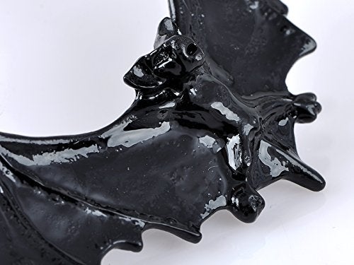 Alilang Frightening Halloween Enamel Paint Flying Bat Metal Chain Pendant Necklace, Black - Image 2