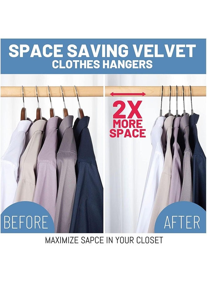 Arabest Grey Velvet Hangers 50 Pack, Non Slip Felt Hangers, Heavy Duty Velvet Clothes Hanger, Ultra Slim Hanger Space Saving, Perfect for Shirt, Suits, Pants  - Image 4