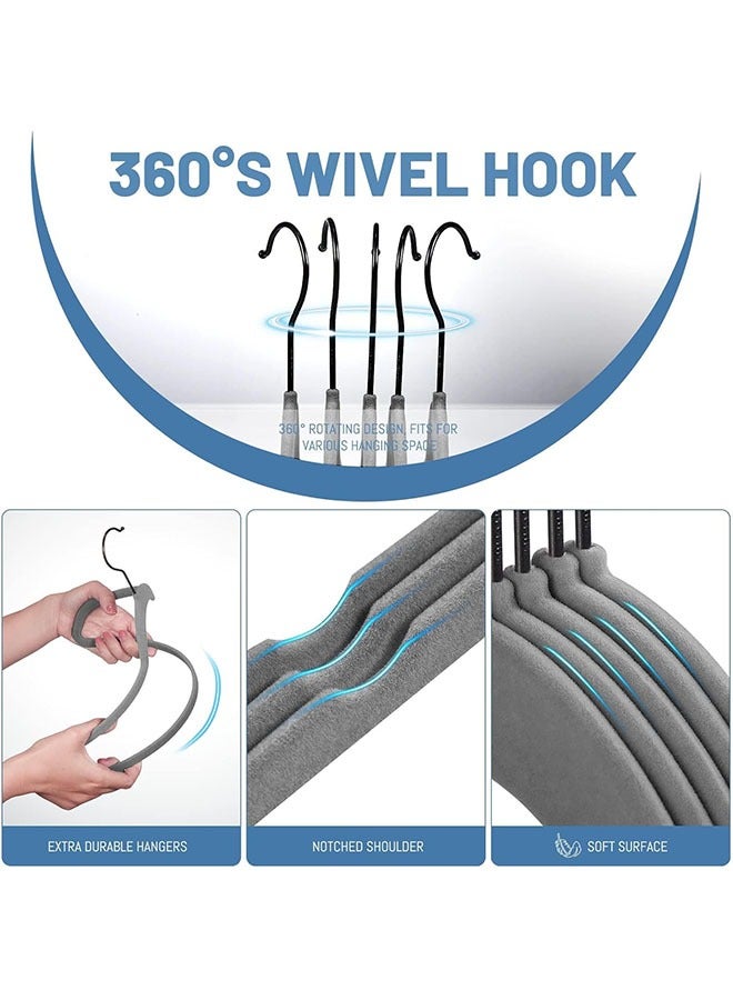 Arabest Grey Velvet Hangers 50 Pack, Non Slip Felt Hangers, Heavy Duty Velvet Clothes Hanger, Ultra Slim Hanger Space Saving, Perfect for Shirt, Suits, Pants  - Image 5
