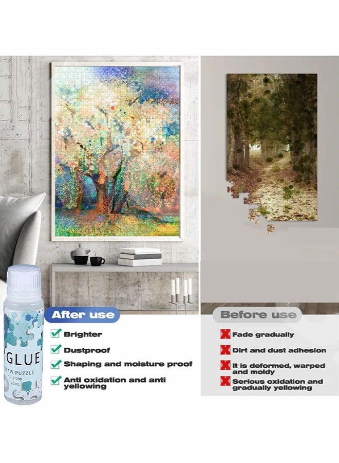 Puzzle Glue with Sponge Head, Jigsaw Puzzle Glue for Kids, Puzzle Glue Clear with Applicator, Water-Soluble Special Craft Puzzle Glue, Puzzle Saver for 1000/1500/3000 Pieces of Puzzle 120ML - Image 4