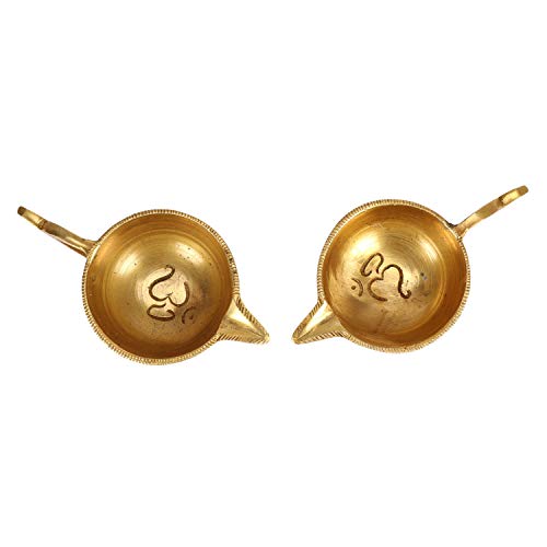 Kartique Brass Om Oil Diya with Handle - Image 2