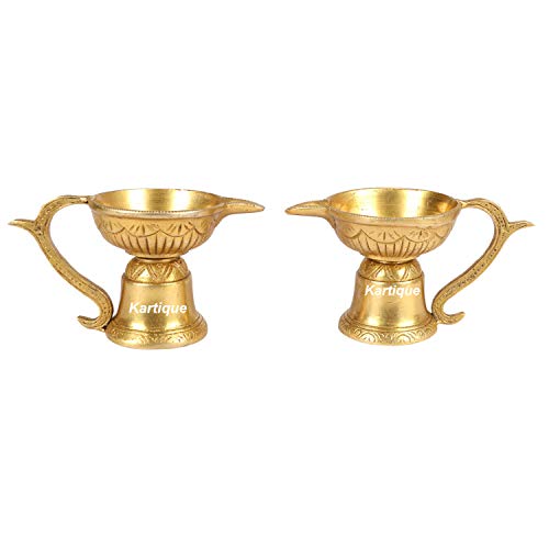 Kartique Brass Om Oil Diya with Handle - Image 1