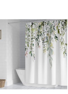 Generic Eucalyptus Shower Curtain Watercolor Leaves on The Top Plant with Floral Bathroom Decoration Shower Curtain Sets 180x180 cm  - Image 2