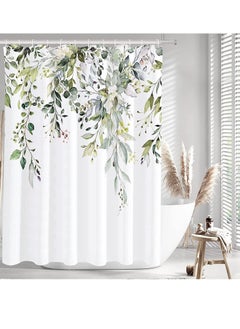 Generic Eucalyptus Shower Curtain Watercolor Leaves on The Top Plant with Floral Bathroom Decoration Shower Curtain Sets 180x180 cm  - Image 3