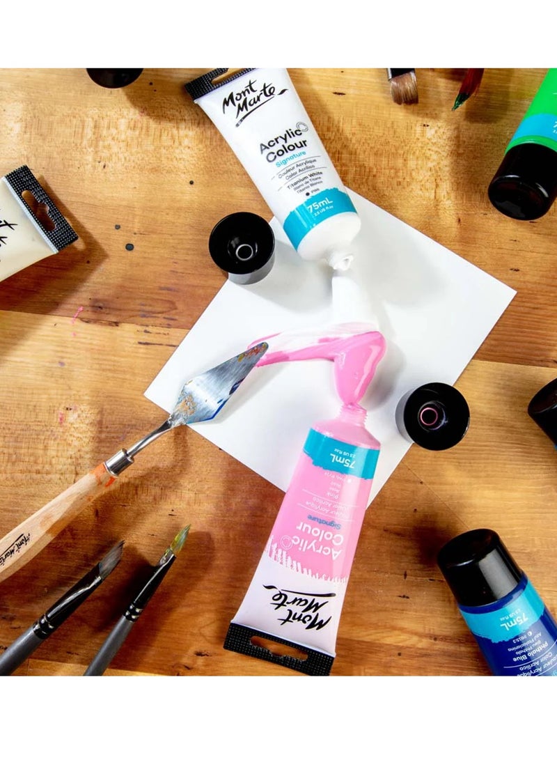 Mont Marte Signature Acrylic Colour Paint Tube 75ml Content Cerulean Blue  - Image 4