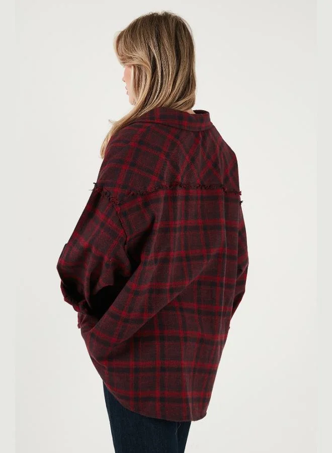 Lela Lela Plaid Cotton Oversize Fit Classic Collar Shirt Women's SHIRT 6835002