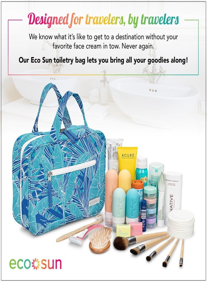 Eco Sun Hanging Travel Toiletry Bag - Designed in Hawaii - Water-resistant Travel Organizer for Bathroom Accessories (Teal Tropic) - Image 5