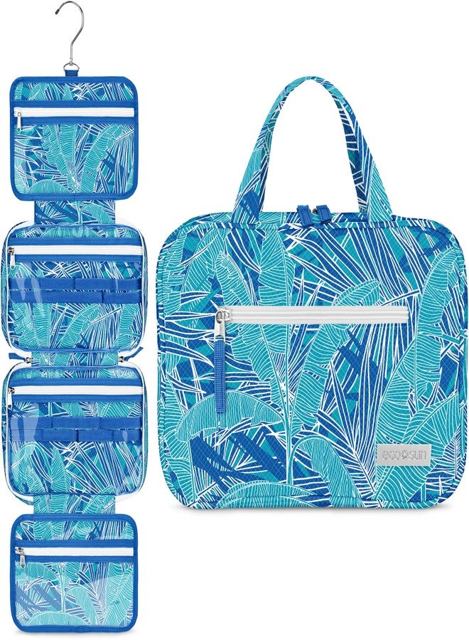 Eco Sun Hanging Travel Toiletry Bag - Designed in Hawaii - Water-resistant Travel Organizer for Bathroom Accessories (Teal Tropic) - Image 1