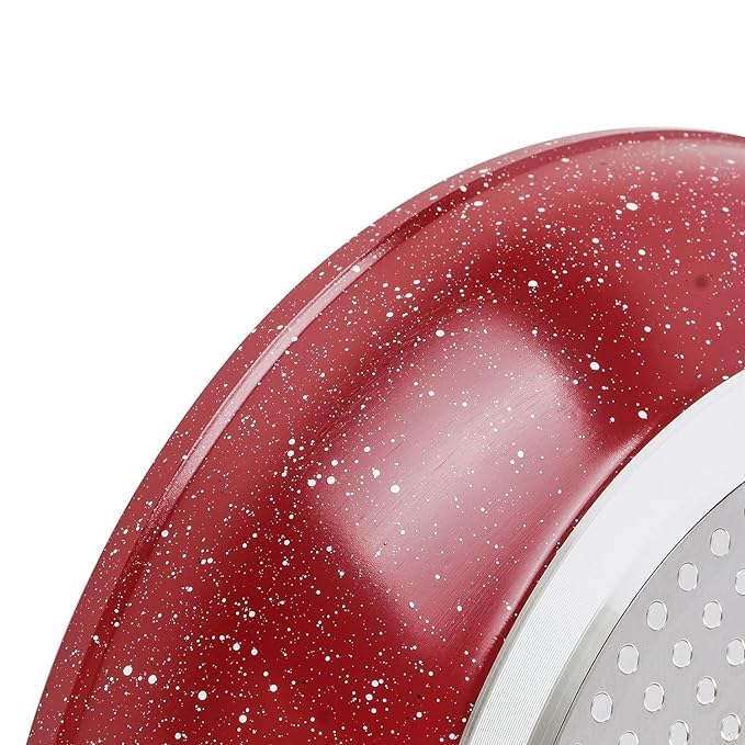 DINOS DINOS Die-cast Fry Pan Healthy Non-Stick Coating | Soft Touch Handle | Pure Grade Aluminum PFOA Free (24 cm, Red).  - Image 4