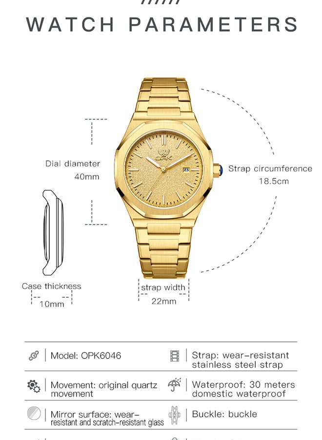 OPK Men's Octagonal Steel Band Men's Watch Form Calendar Luminous Quartz Watch 6046 - Image 4