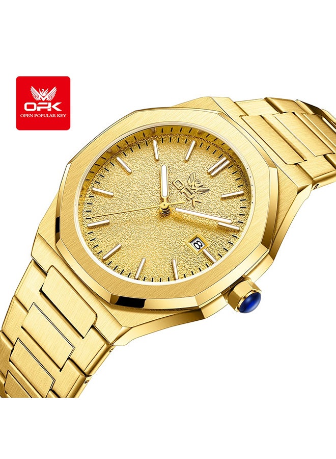 OPK Men's Octagonal Steel Band Men's Watch Form Calendar Luminous Quartz Watch 6046 - Image 1