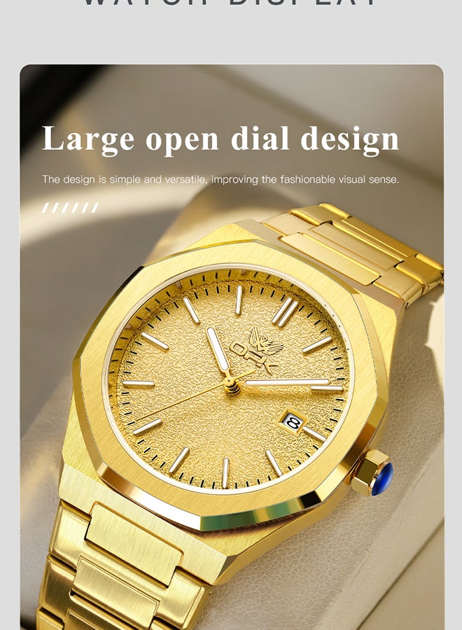 OPK Men's Octagonal Steel Band Men's Watch Form Calendar Luminous Quartz Watch 6046 - Image 3