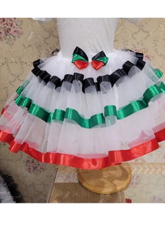 Daddy's Angel UAE National Day Dress For Kids Girls Tutu Skirt, T-shirt and a hair accessory, 3 pieces set In UAE Flag Colors  - Image 3
