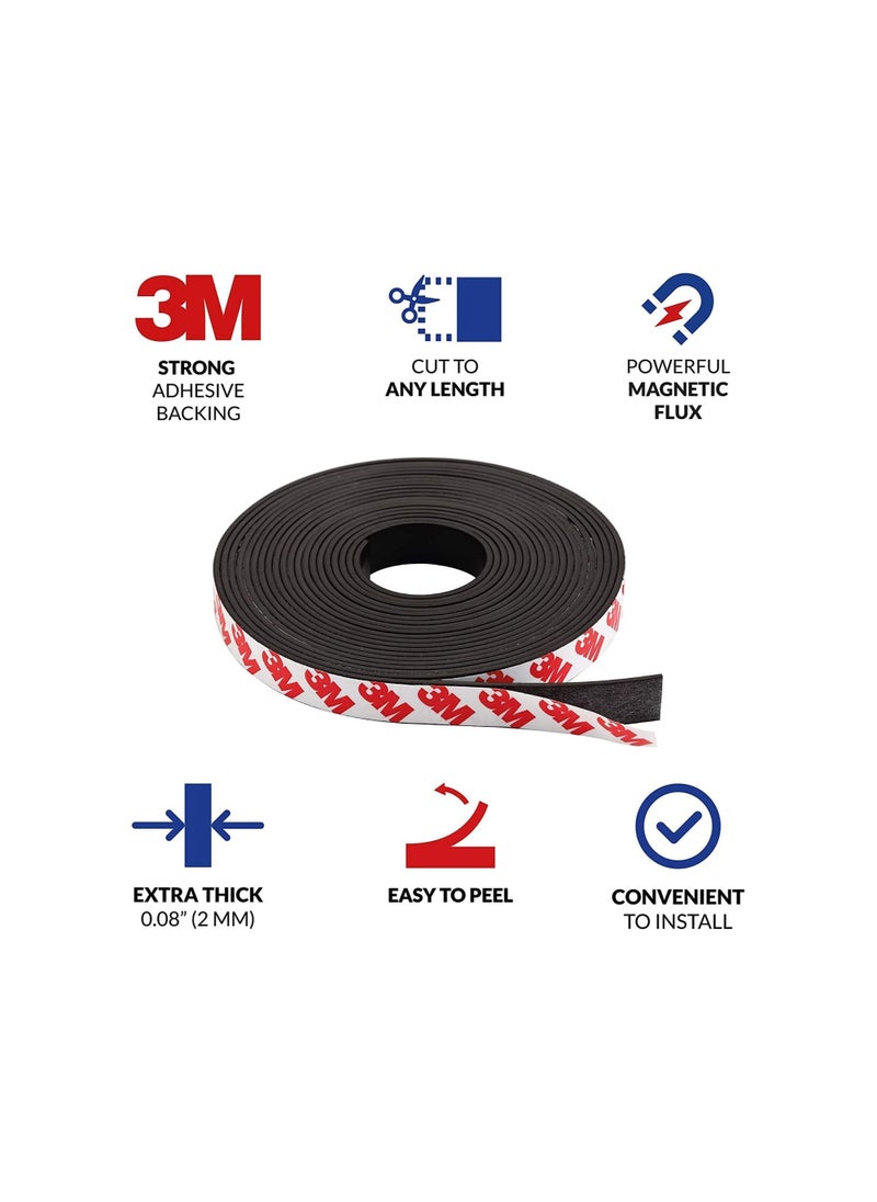 BESTPICKS - Magnetic Tape with Adhesive, Magnet Tape Roll with 3M Strong Adhesive Backing. Perfect for DIY, Art Projects, whiteboards & Fridge Organization 20 mm Wide x 1 Meter Long - Image 1