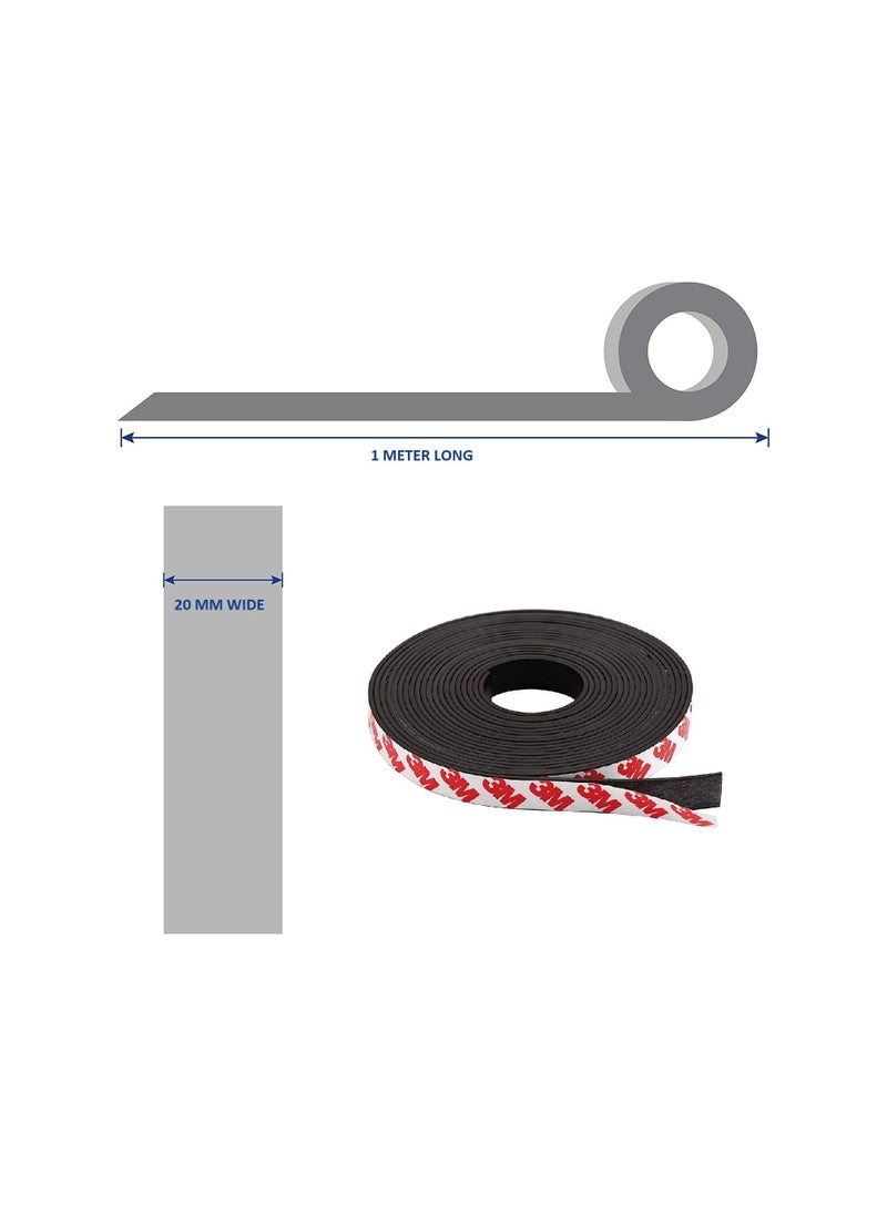 BESTPICKS - Magnetic Tape with Adhesive, Magnet Tape Roll with 3M Strong Adhesive Backing. Perfect for DIY, Art Projects, whiteboards & Fridge Organization 20 mm Wide x 1 Meter Long - Image 1
