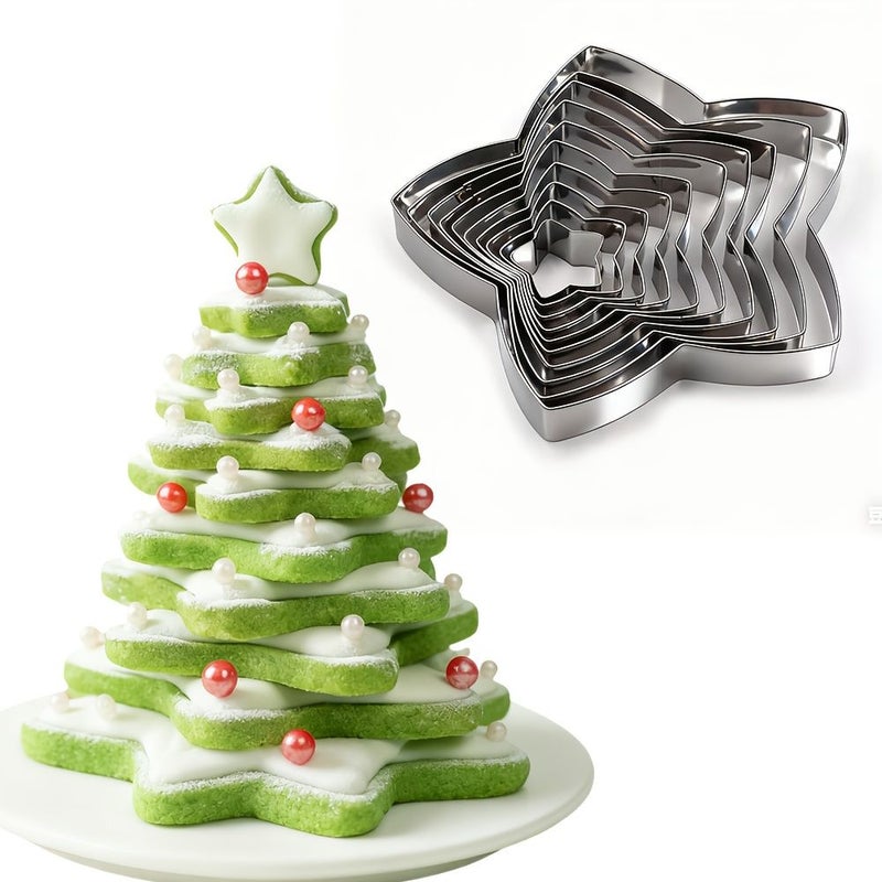 Set of 10 Stainless Steel Star Shaped Cookie Cutters for Fondant Cakes and Cheese Slicing - Image 2