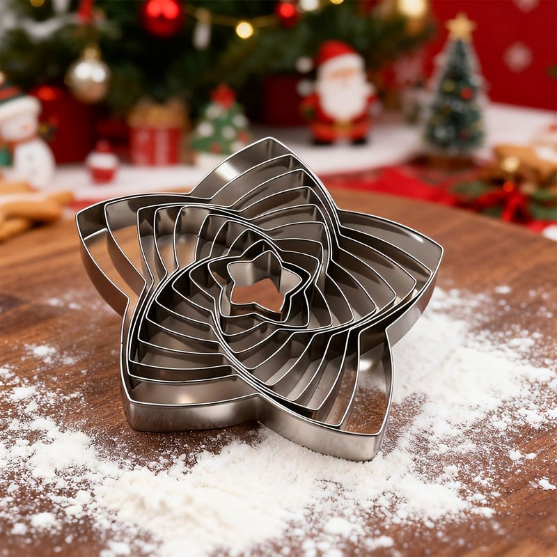 Set of 10 Stainless Steel Star Shaped Cookie Cutters for Fondant Cakes and Cheese Slicing - Image 5